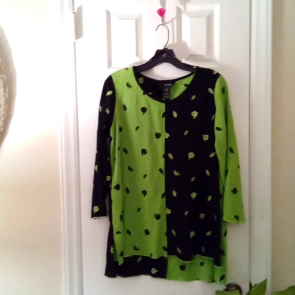 Ali Miles Crinkle Print Color Block Tunic - image 1